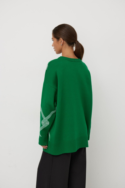 Свитер из хлопка pattern CHARMSTORE (one size, трава-молочный) 2206